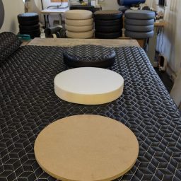 comfy bar stool top being hand crafted